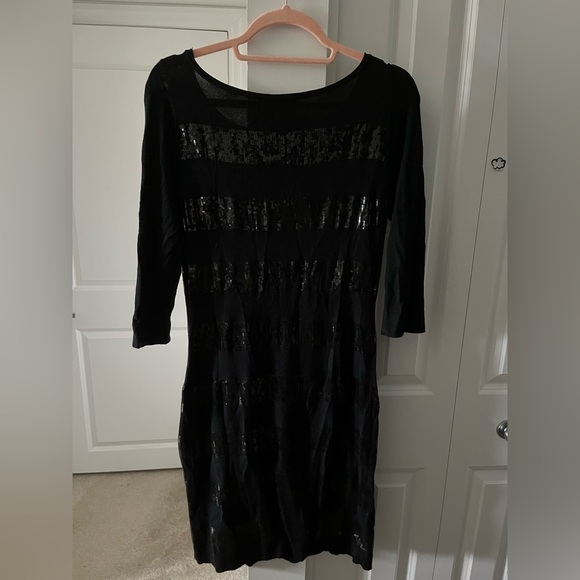 Esprit | Striped Sequined Black Dress | Size Small - Picture 7 of 7